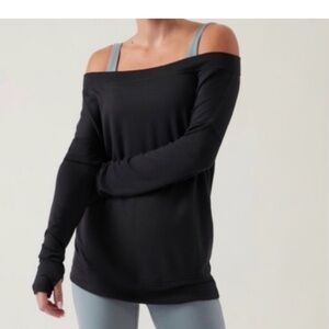 Black Athleta Studio Barre Top Sweatshirt L